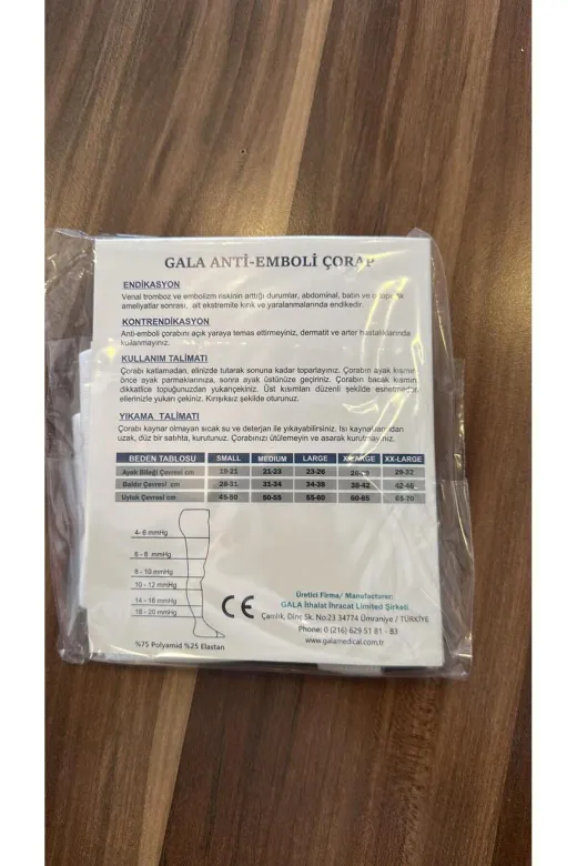 Gala TYB8684862383703100408419 Diz Üstü Anti-Embolizm Çorabı Ameliyat Sonrası Embolizm Çorabı Large Beden