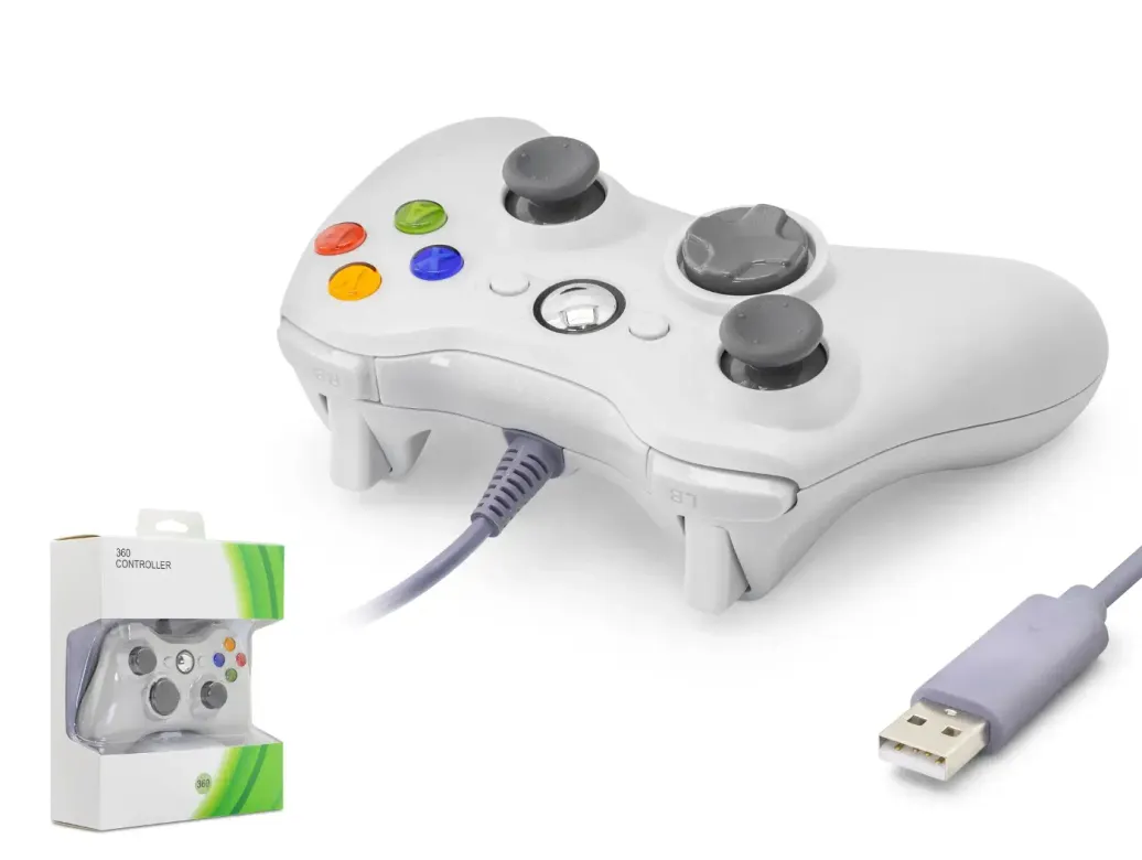 Gamepad Pc Xbox 360 Uyumlu Kablolu - Beyaz ND506W