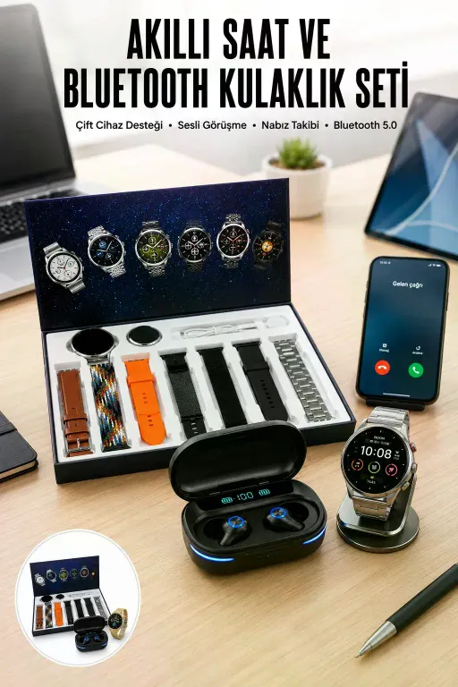 Gamer Oyuncu Seti Bluetooth Kulaklık Ucuz Kaliteli Yeni Nesil Akıllı Saat
