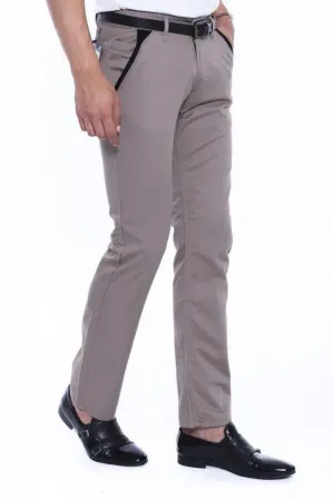 Garnili Cepli Desensiz Slim Fit Bej Erkek Pantolon - Wessi