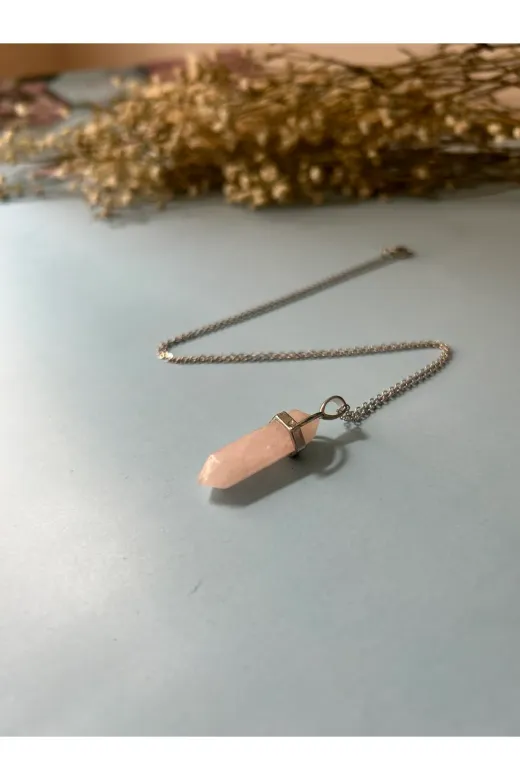 gattstone M7000698040 Pembe Kuvars Taşı Çivi Kolye