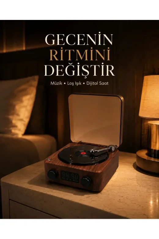 Gece Lambası Bluetooth Hoparlör Dijital Saat Çok Fonksiyonlu Su Dalgası Işıklı