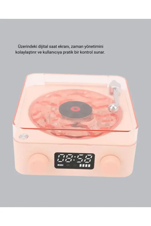 Gece Lambası Stereo Bluetooth Hoparlör Dijital Saat Su Dalgası Efektli 3-ü-1 Cihaz