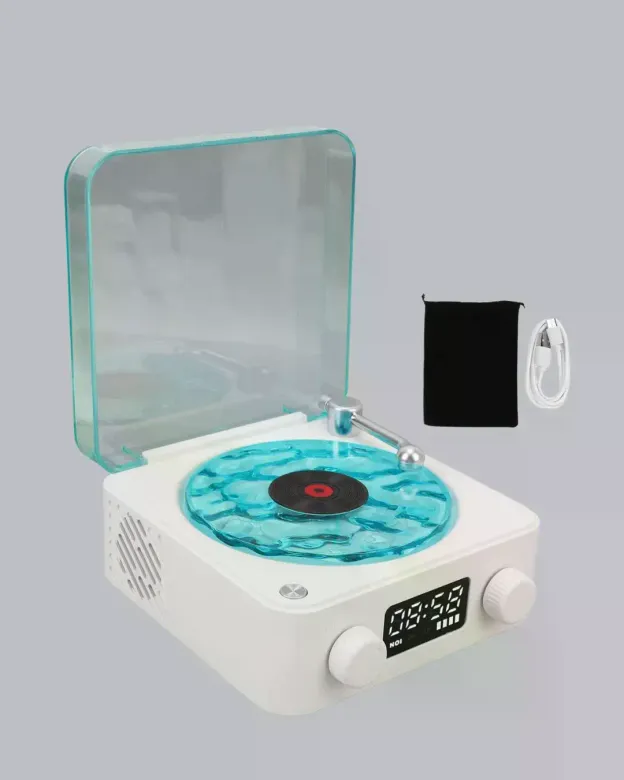 Gece Lambası Stereo Bluetooth Hoparlör Dijital Saatli Vintage Tasarım Çok Fonksiyonlu