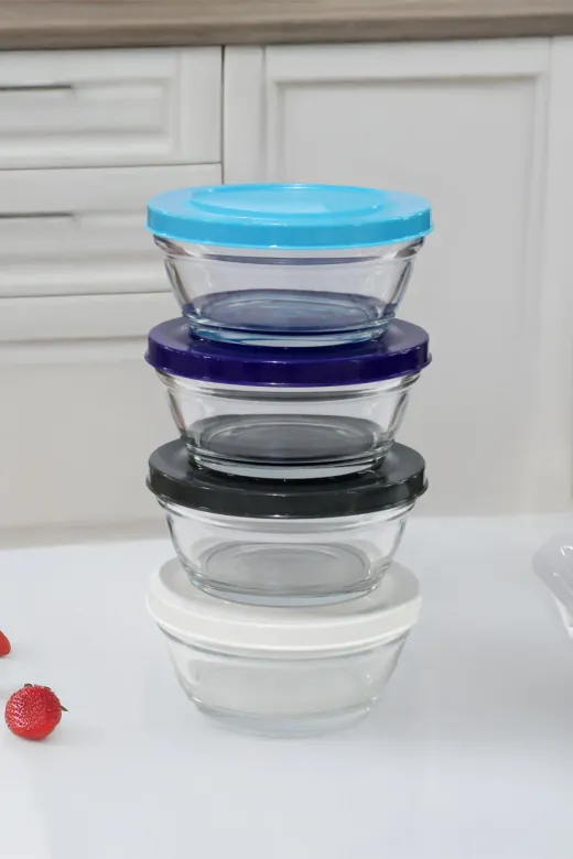 Gedik Glass GDK101 250Cc Plastik Kapakli Cam Kase 4'lü
