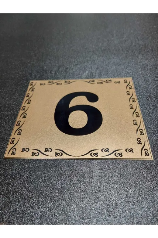 gen GEN10X12-6 Kapı Numarası 10X12 Cm Yapışkanlı No:6 Metalik Altın Sarı