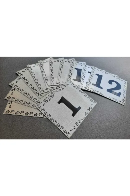 GENDEC GEN10X121-12 Kapı Numarası 10X12 Cm Metalik Gümüş Gri Üzeri Siyah Baskı Kendinden Yapışkanlı No:1 Den 12’E