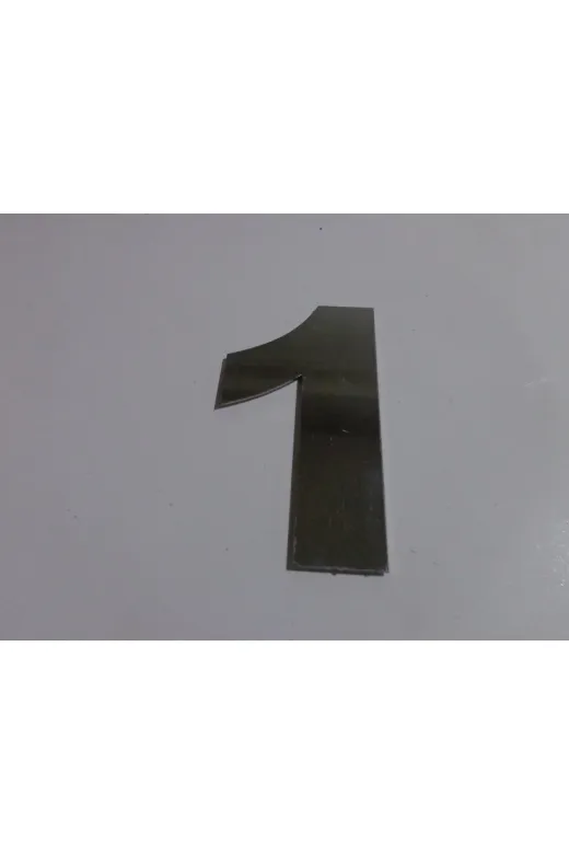 GENDEC GEN14.5X000-1 Kapı Numarası 14.5 Cm No:1 Kendinden Yapışkanlı Parlak Krom Paslanmaz Numara