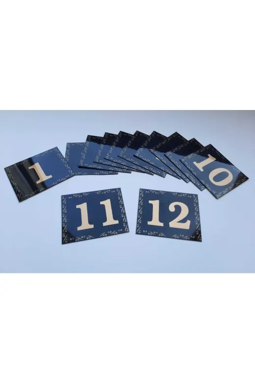 GENDEC GEN5.5X6.5CM00-12 Kapı Numarası 5.5X6.5 Siyah Zemin Üzeri Altın Sarı Baskı Kendinden Yapışkanlı No:1 Den 12’E