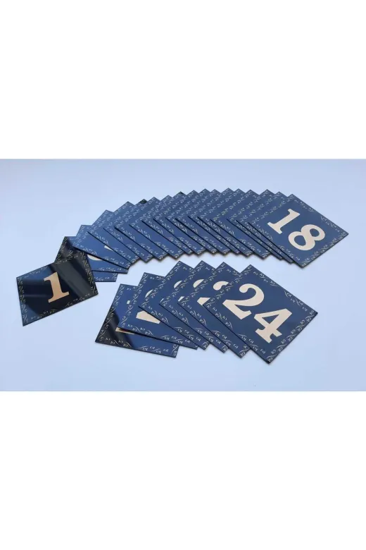GENDEC GEN5.5X6.5CM00-24 Kapı Numarası 5.5X6.5 Siyah Zemin Üzeri Altın Sarı Baskı Kendinden Yapışkanlı No:1 Den 24’E