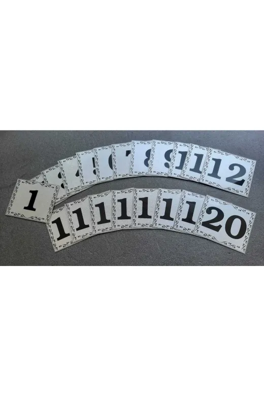 GENDEC GEN5.5X6.5CM1-20 Kapı Numarası 5.5X6.5 Cm Metalik Gümüş Gri Üzeri Siyah Baskı Kendinden Yapışkanlı No:1 Den 20’E