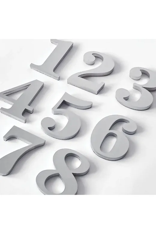 GENDEC GEN8CMGRİ-12345678-0 8 Cm No = 1-2-3-4-5-6-7-8 Yapışkanlı Metalik Gri Kapı Numarası