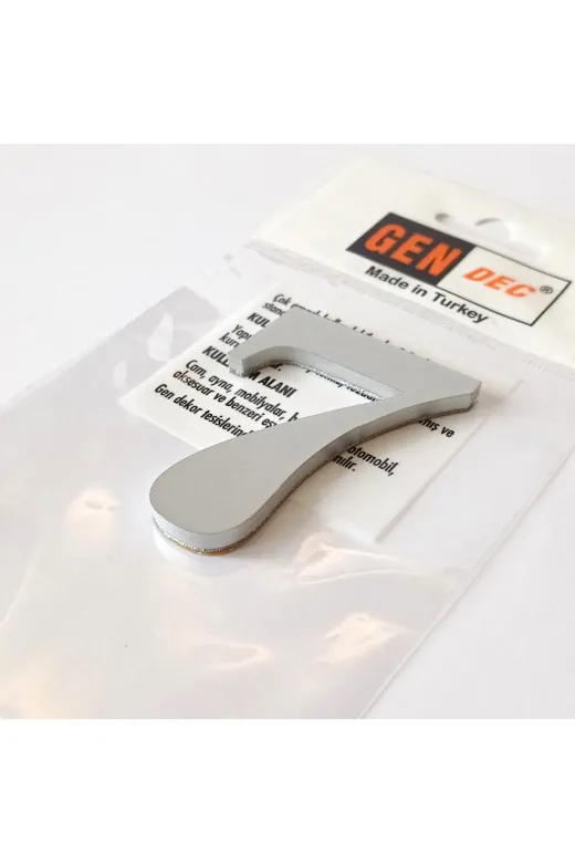 GENDEC GEN8CMGRİ-7-7-7-7 8 Cm No = 7 Yapışkanlı Metalik Gri Kapı Numarası