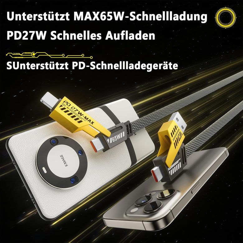 Genel Markalar ACK106 4 In 1 Usb+C Type C To Lightning Hızlı Şarj Kablosu