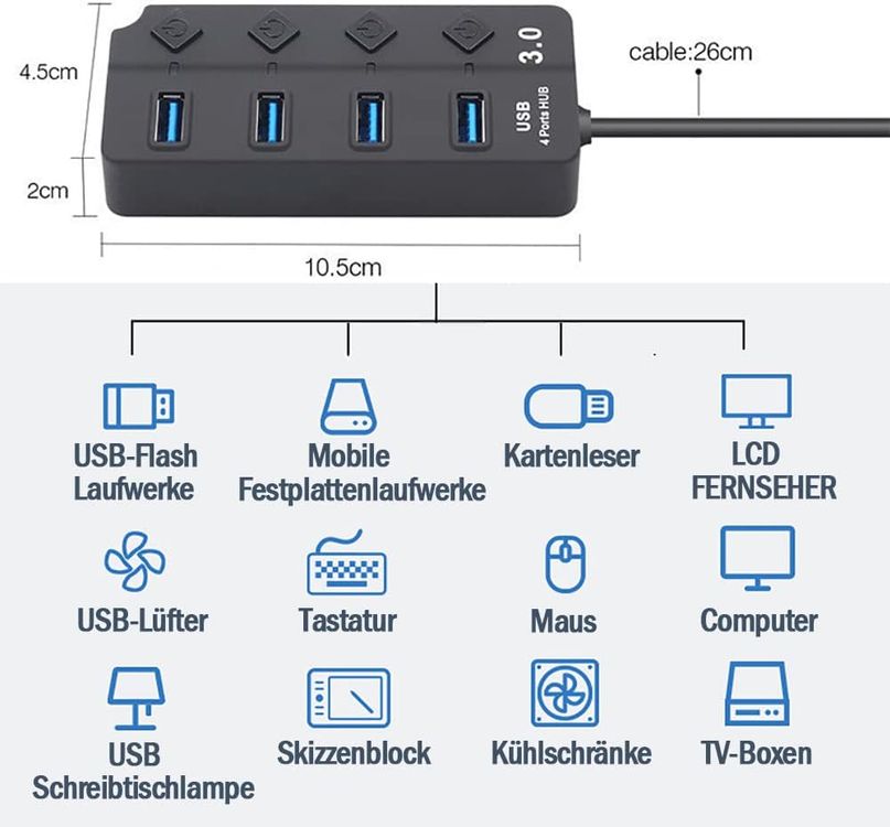 Genel Markalar Usb Hub 4 Port Usb 3.0 Hub Usb Adaptörü Usb Dağıtıcı Çoğaltıcı K997
