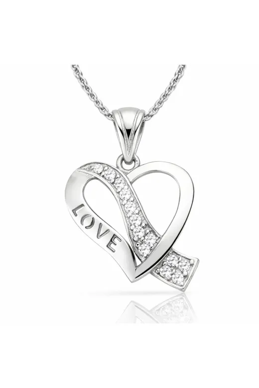 Generic DMR-GMSH-BRKD-PND47138292 Gümüş Love Kalp Kolye