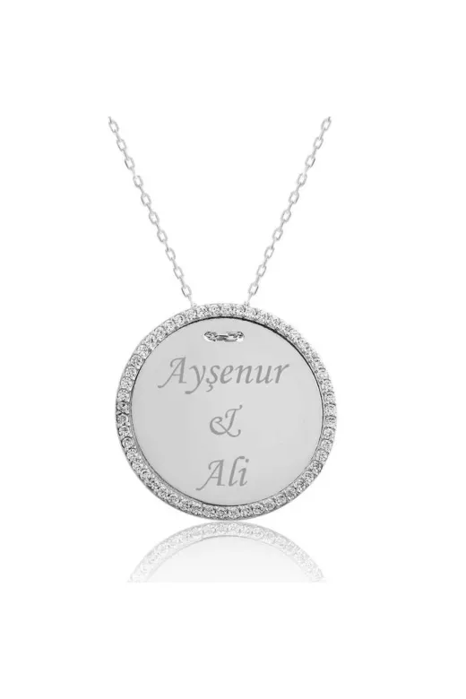 Generic DMR-GMSH-BRKD-PT0580271 Gümüş Taşlı Kişiye Özel İsimli Kolye