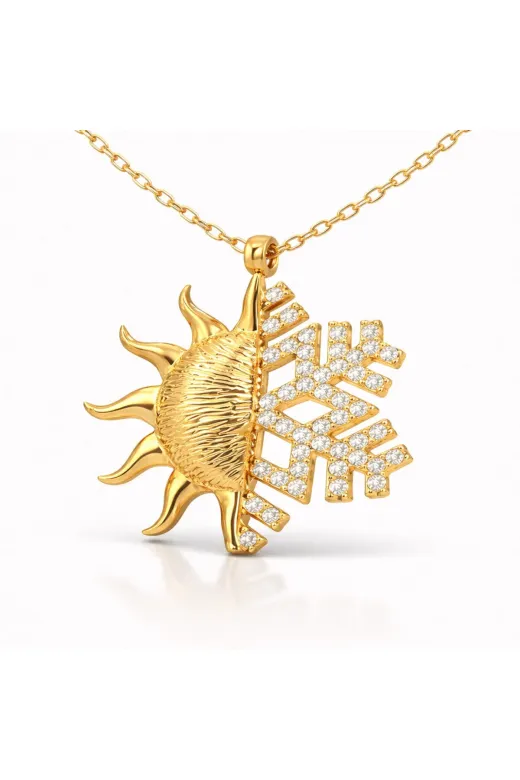 Generic DMR-GMSH-BRKD-PT11002443 Gümüş Gold Güneş Kartanesi Kolye