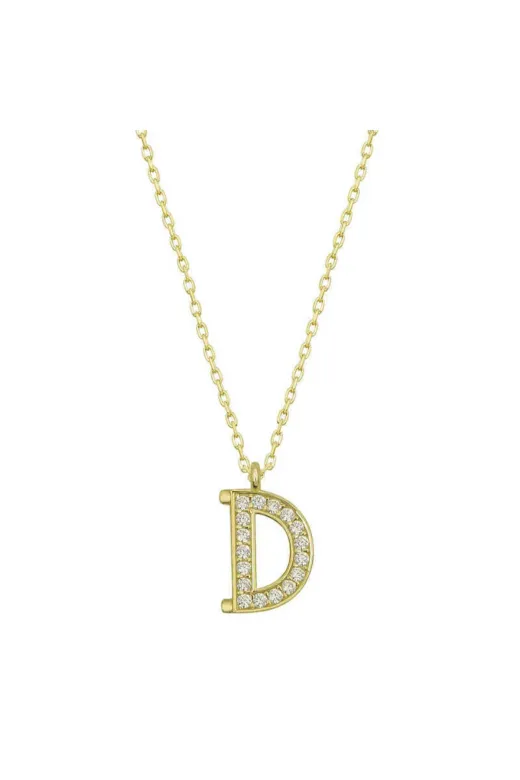 Generic DMR-GMSH-BRKD-PT11002999 Gümüş Gold D Harfi Kadın Kolye