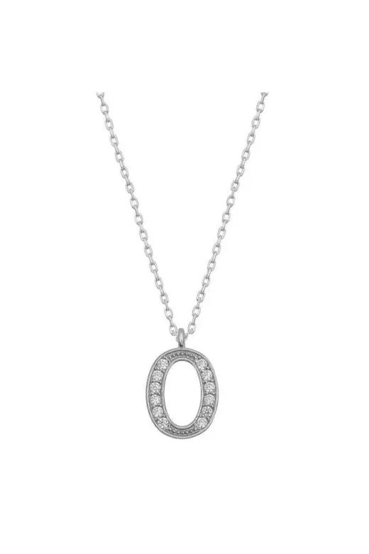 Generic DMR-GMSH-BRKD-PT11003080 Gümüş Rodyum O Harfi Kadın Kolye