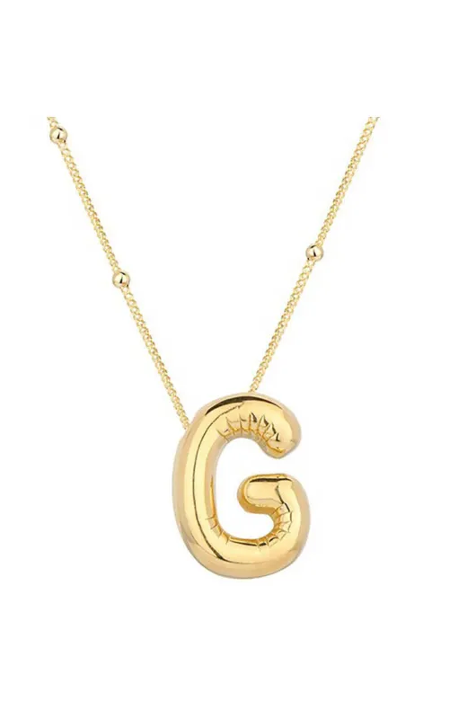 Generic DMR-GMSH-BRKD-PT11004210 Gümüş Gold Balon G Harfi Kadın Kolye