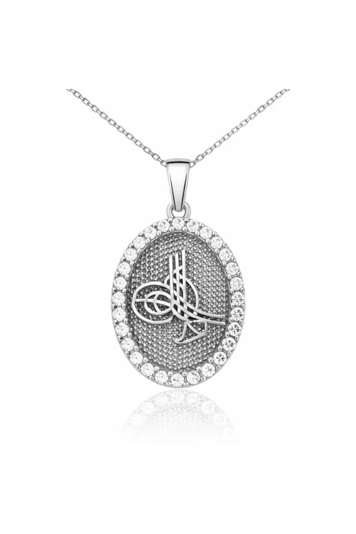 Generic DMR-GMSH-BRKD-PT2610070 Gümüş Tuğra Oval Kolye