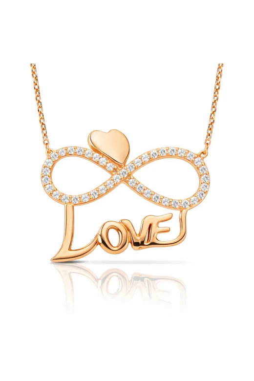 Generic DMR-GMSH-BRKD-PT2610287 Gümüş Kalpli Sonsuzluk Love Kolye