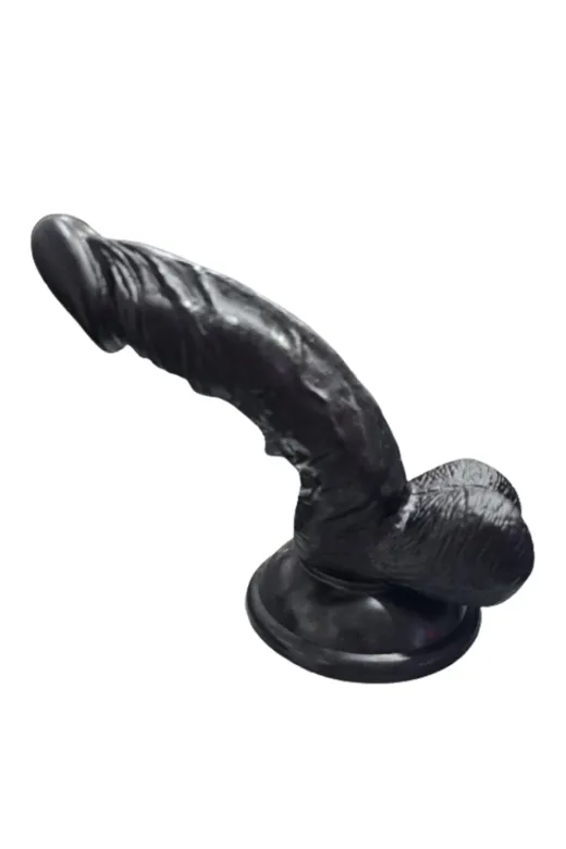Gerçekçi Testisli Siyah Dildo 16 Cm