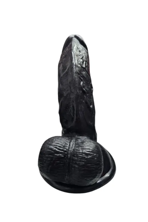 Gerçekçi Testisli Siyah Dildo 16 Cm