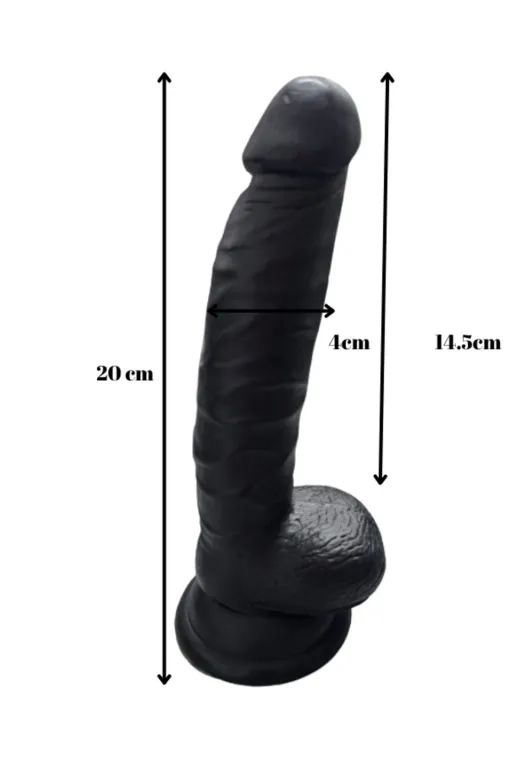 Gerçekçi Testisli Siyah Dildo 20 Cm