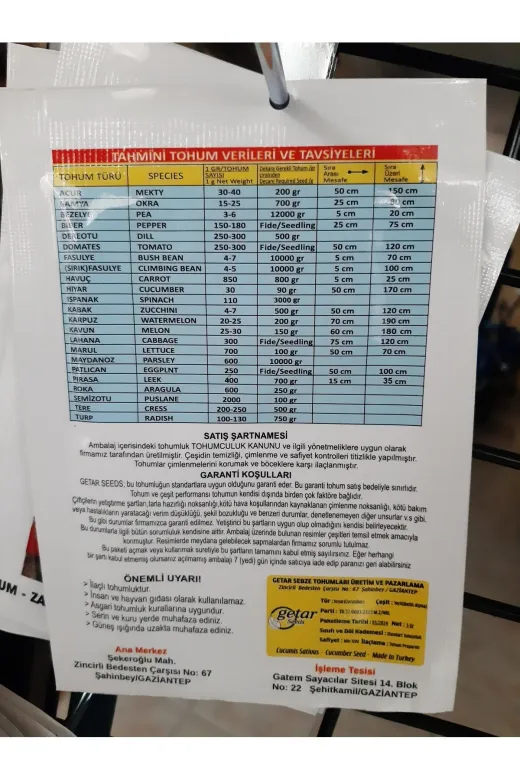 Getar Seeds acı biber Biber Tohumu Acı Kıl