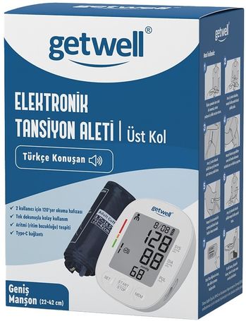 Getwell Konuşan Üst Koldan Tansiyon Aleti - Ölçme Cihazı (Geniş Manşon)