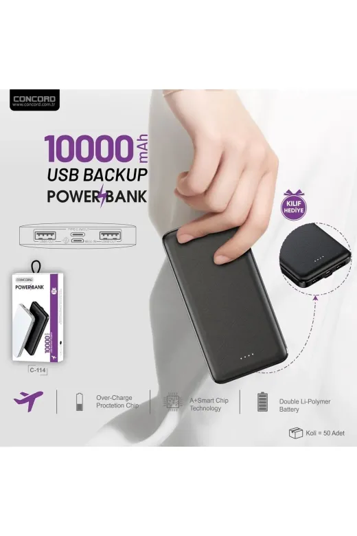 Gfc Life Store 6485216708801210035 10.000 Mah Powerbank Kılıf Hediyeli Siyah Gfcsale 210035