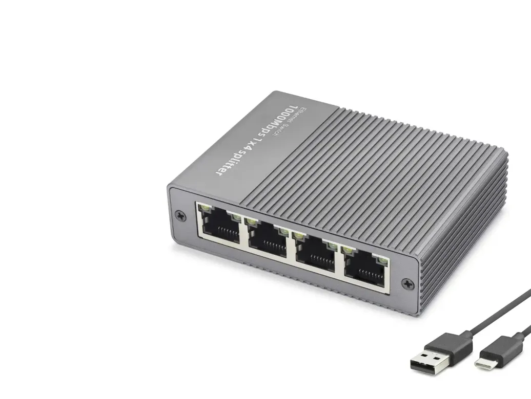 Gigabit Ethernet Switch 5 Port Type C Güç Girişli Gri HDX1414