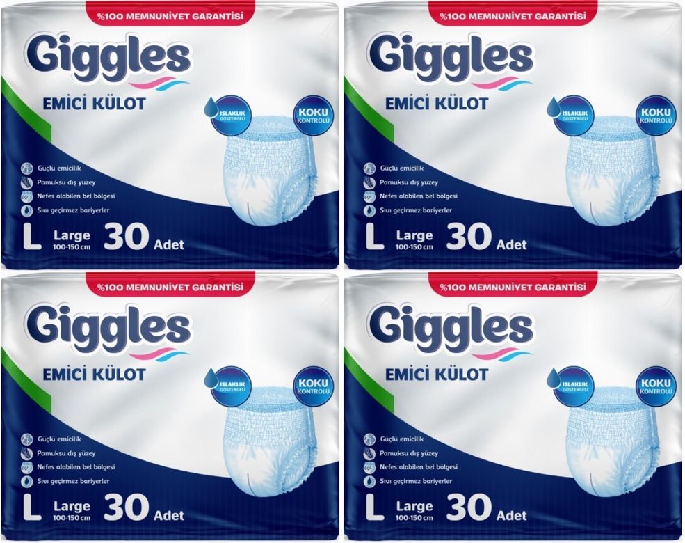 Giggles Yetişkin Bezi Emici Külot L-Büyük 120 Adet (4PK*30)