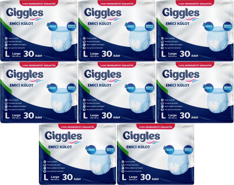 Giggles Yetişkin Bezi Emici Külot L-Büyük 240 Adet (8PK*30)