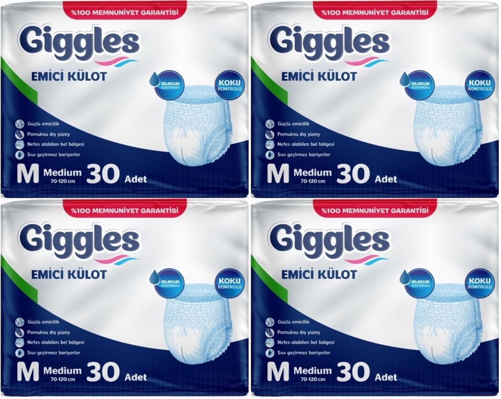 Giggles Yetişkin Bezi Emici Külot M-Orta Medium 120 Adet (4PK*30)