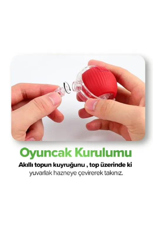 GİM AVM GİM00122 Gimavm Kırmızı Akıllı Hareketli Şarjlı 360 Derece Dönebilen Kedi Topu Karışık Renk