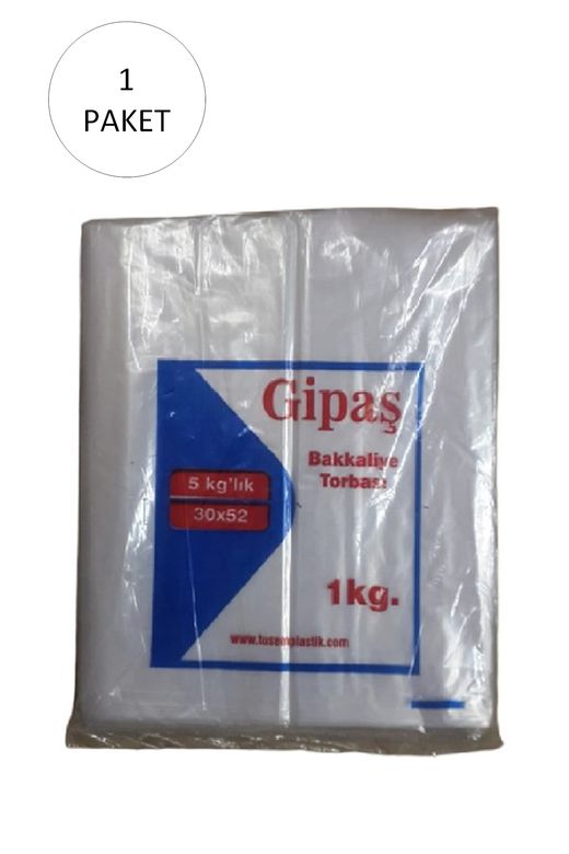 Gipaş RT-RYL-HMR11043 Bakkaliye Naylon Torba 5'kg Lık 30X52 Cm 1 Paket (Takriben 110 Adet)