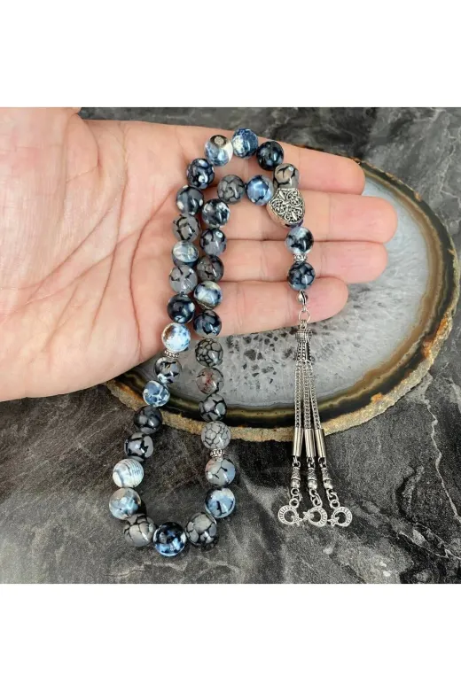 GK DOĞALTAŞ gkTesbih Füme Akik Doğal Taş Tesbih 8Mm