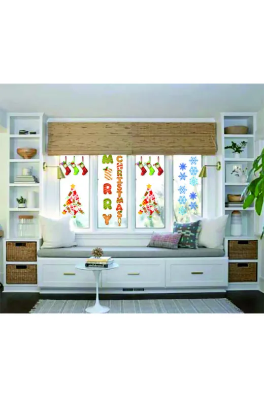 Gkevim cos161 Yılbaşı Temalı Renkli Sticker Set, Eğlenceli Ve Farklı Tasarımlar