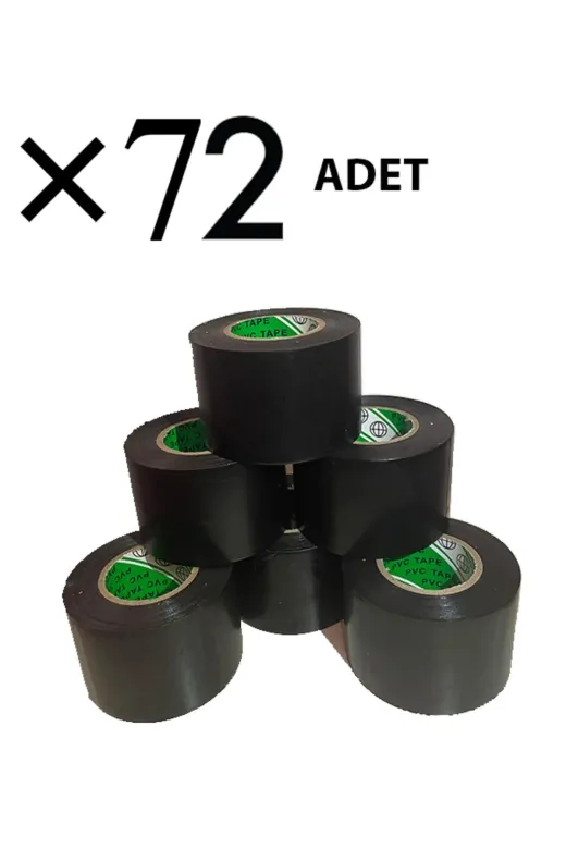 Globus 48mmx25Y*72 adet Pvc Geniş Izole Bant 50 Mm X 25 Mt Siyah 6 Adet - Tamir Bandı - Siyah