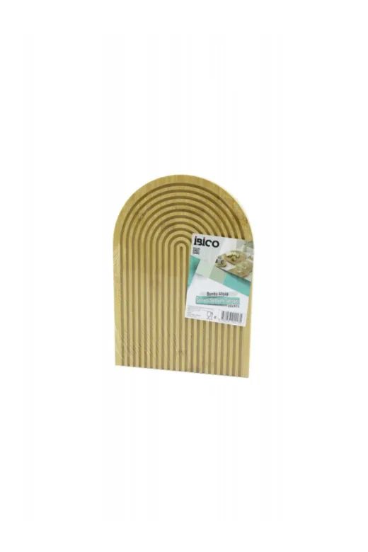 Go İthalat 5224Gok223640 Yarim Daire Çift Tarafli=Düz - Kanalli Ahşap Bambu Sunum Tepsi 22X32Cm (5324)