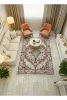 Göbekli Damask Desenli Lateks Taban Salon Halısı