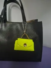 Gogo Charm Çanta Aksesuarı Mini Çanta Hakiki Deri Neon Yeşil