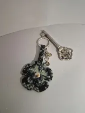 Gogo Hakiki Deri Anahtarlık Charm Gri