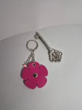 Gogo Hakiki Deri Anahtarlık Charm Pembe Fuşya