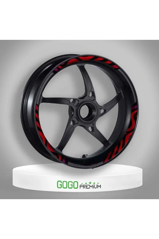 Gogo PCXSRT051 Honda Pcx 2014 - 2025 Uyumlu Mor Kirmizi Zebra Desen Büyük 1 Set Jant Şeridi