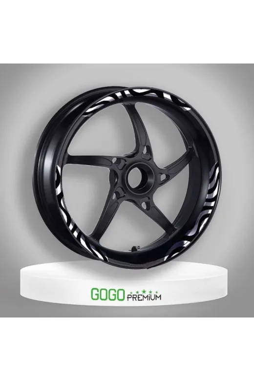 Gogo PCXSRT055 Honda Pcx 2014 - 2025 Uyumlu Beyaz Zebra Desen Büyük 1 Set Jant Şeridi