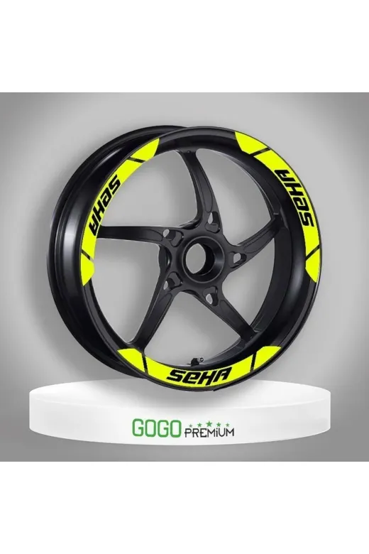 Gogo SHSRT010 Kanuni Seha 150 2022 - 2023 Uyumlu Geniş 1 Set Jant Şeridi Flo Sari